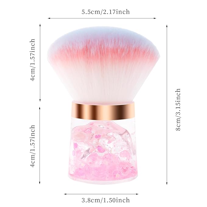 ANGNYA Nail Dust Brush, Round Nail Art Dust Powder Remover Brush with Acrylic Handle, Fluffy Dust Brush for Nails Soft Nail Duster Brush (Round)
