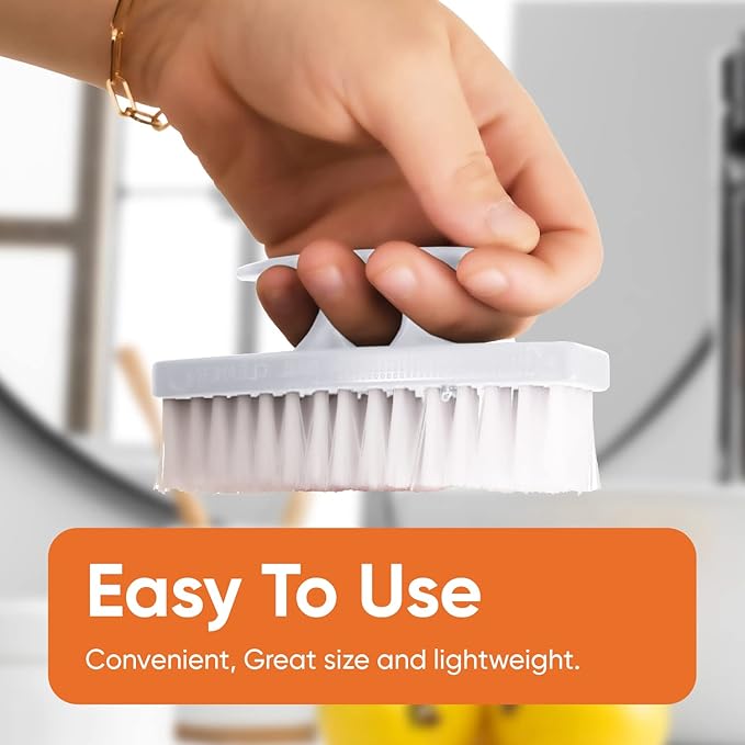 Superio Nail Brush for Cleaning Fingernails, Nail Scrubber Brush, Toe Foot Hands Fingernail Brush Cleaner- Small Scrub Brush- All-Purpose Stiff Cleaning Brush for Home, Kitchen, Work, (6, White)