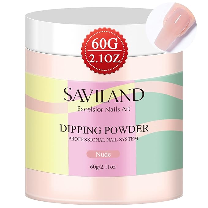 SAVILAND Nude Dip Powder - 2.1 oz Dip Powder for Natural French Nail Art, Strengthens Nails, Easy for Beginners, No Lamp Needed