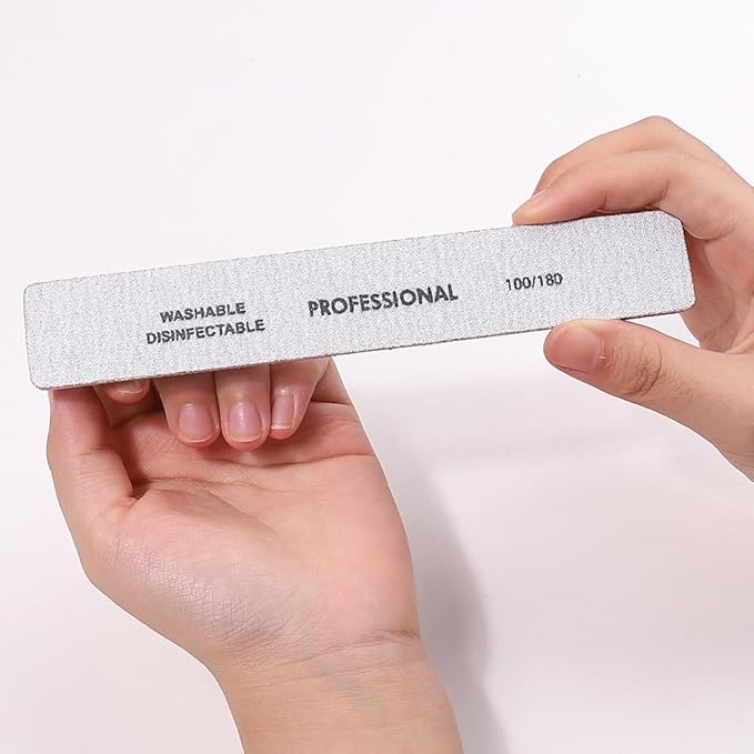 25PCS Professional Rectangular Emery Board Nail Files, 80/80 Grit Dual-Sided Buffer, Reusable Nail Filing Tools for Natural & Acrylic Nails, Home & Salon Manicure Supplies
