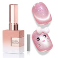 Double Rhythm 0.5 Oz Cat Eye Gel Polish with Magnet Same Color Same Bottle Holographic Glitter Shimmer Translucent Color Salon 15 ML Magnetic Nail Art (Peach Pink-MC1160)