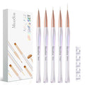 MelodySusie 5Pcs Nail Art Liner Brushes with Nail Brush Holder, Professional Gel Polish Painting Art Design Pen for Thin Long Lines, Tiny Details, Fine Drawing, Delicate Coloring Sizes 5/7/9/11/20mm