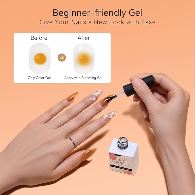 Makartt Clear Blooming Gel 15ml UV LED Soak Off Nail Art Polish for Spreading Effect Marble Nail Polish Gel Paint Nail Designs for DIY Color Flower Watercolor Magic Beauty Gift for Home or Salon Use
