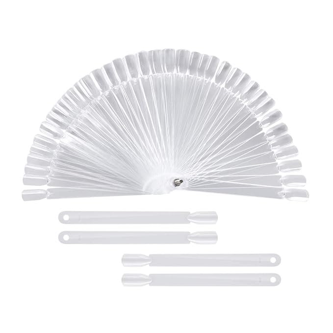 200 Pieces Clear Square Nail Tips Color Display Swatches With Metal Screw Holder Fan Shaped Plastic Sample Stick