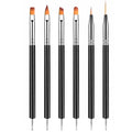 6PCS Double-Ended Nail Art Brush Kit For Gel Polish, Liner, Drawing, And Detailing - Professional Nail Design Pen And Paint Brushes Set