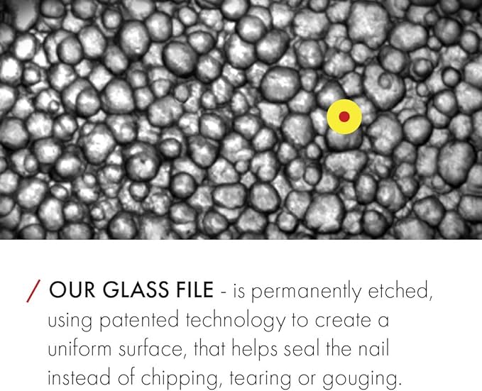 GERMANIKURE Clear Glass Moon File in Leather Case, Ethically Made in Czech Republic, Easy Guided Fingernail Filing