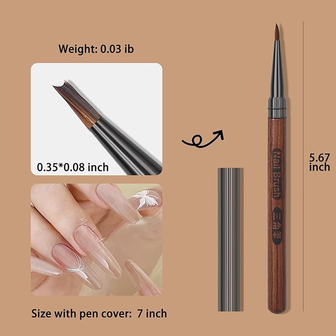 Nail Brush for Drawing Petals and Butterflies, Watercolor Paint Brushes for Oil Painting, Acrylic Paint Brushes（1 PACK） (Tan)