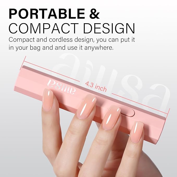 AILLSA Handheld UV Light for Gel Nails, Flash Cure LED Nail Lamp, Mini Portable Cordless for Fast Drying Home Salon (Pink)