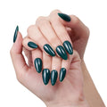 GLAMERMAID Dark Green Press on Nails Medium Almond, Holly Gel False Nail, Atrovirens Gloss Natural Stiletto Glue on Nails Kit for Women, Reusable Short Oval Stick on Acrylic Fake Nails Manicure Set