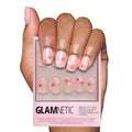 Valentines Day Glamnetic Press On Nails - Pretty Bloom | Glossy, Semi-Transparent Short Squoval Nails with Flower Accents, Salon Quality | 15 Sizes - 30 Nail Kit with Glue