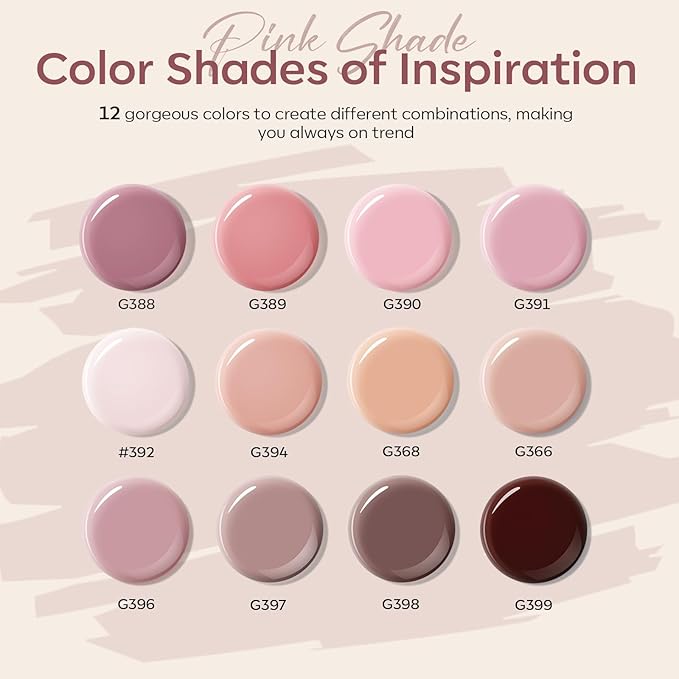 modelones Poly Nail Gel Set - 12 Colors 15g Nude Pink Brown Tone All Seasons Poly Nail Extension Gel Kit Trendy Art Design Professional Salon at Home Holiday Gift for Girl