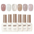 GAOY Jelly Nude Gel Nail Polish Set, 6 Transparent Colors Sheer Milky White Pink, UV Light Cure Gel Polish for Nail Art DIY at Home