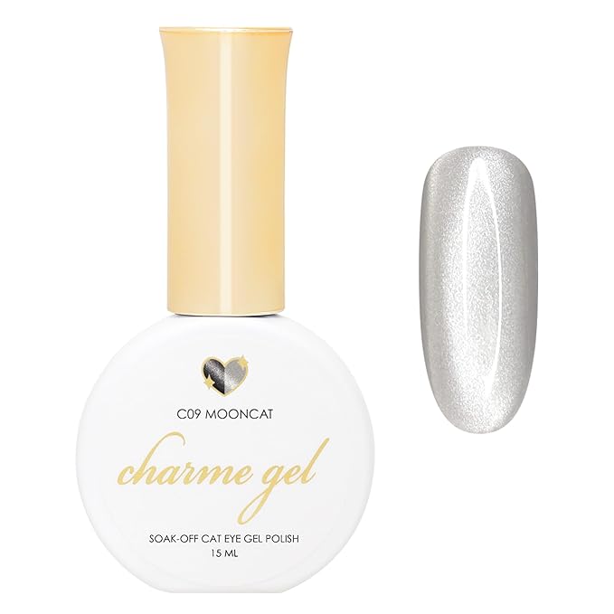 Daily Charme C09 Mooncat Silk Cateye Charme Gel Gel Nail Polish 15ml, Color Shifting Soak Off UV Led Gel Nail Polish, Home DIY/Nail Salon Manicure (Satin Silver)