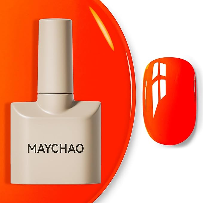 MAYCHAO 15ML Neon Orange Gel Nail Polish 1Pc Bright Orange Gel Polish Soak Off UV LED Nail Polish Nail Art Starter Manicure Salon DIY at Home, 0.5 OZ