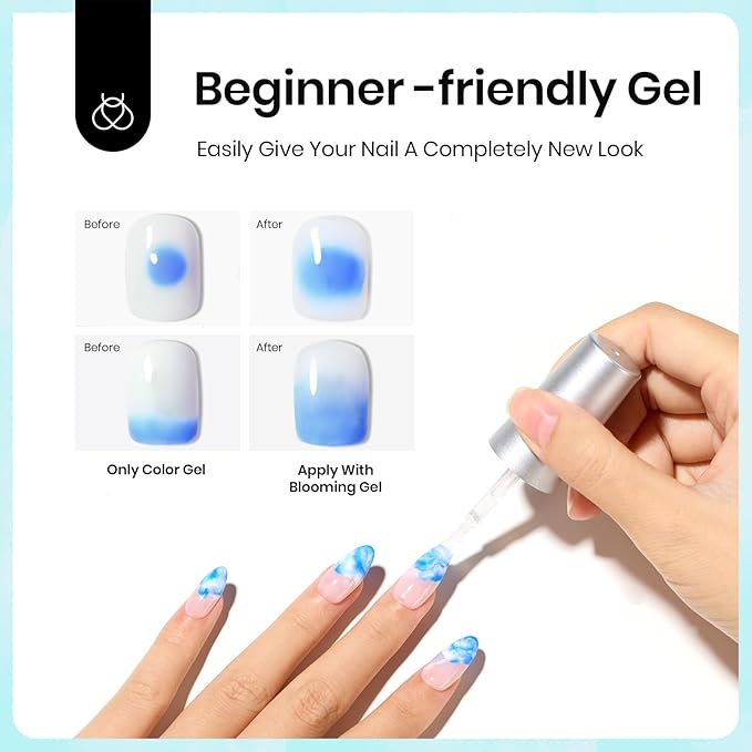Beetles Blooming Gel, 20ml HEMA-Free Blossom Gel Polish for Spreading Effect Marble Natural Stone Watercolor Floral Print Soak off U v DIY Gifts for Women