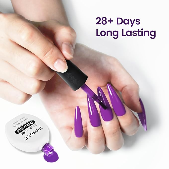 JODSONE 16.5ml Gel Nail Polish Dark Purple Polish Dark Purple Color High Gloss Soak Off U V Gel Nail Manicure Salon DIY at Home