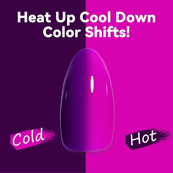 MAYCHAO 15ML Color Changing Gel Nail Polish 1Pc Dark Purple to Bright Purple Mood Temperature Change Color Gel Polish Soak Off Ombre Thermal Salon Home Fall Winter Manicure UV Varnish, 0.5 OZ