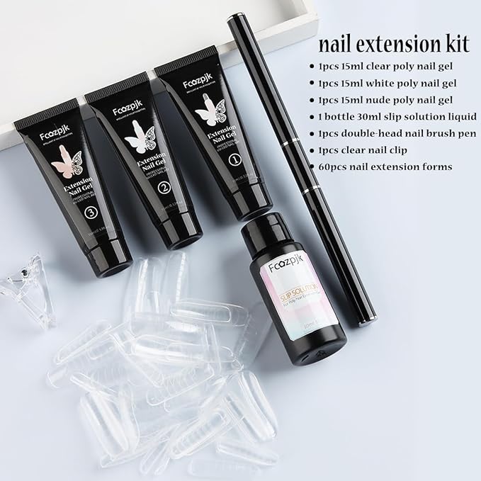 Poly Nail Gel Kit with Gold Nail Foil Flakes