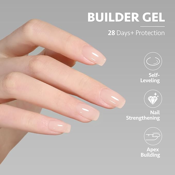 GAOY Builder Gel for Nails, 16ml Nail Strengthener in a Bottle, Nail Extension Hard Gel, Soak Off Long Lasting UV Light Cure, 1959 Milky Pink, Base Coat Top Coat Needed