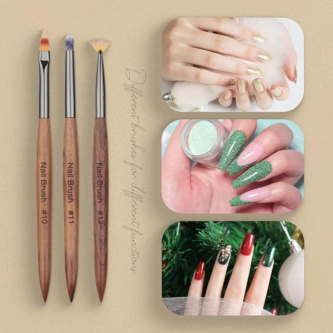 12PCS Nail Art Brushes, YIHUALE Nail Art Design Brushes for Gel Polish, Nail Art Liner Brushes Nail Polish Tool 3D Nail Art Decorations Brush for DIY Manicure Home Salon for Professionals (Yellow)