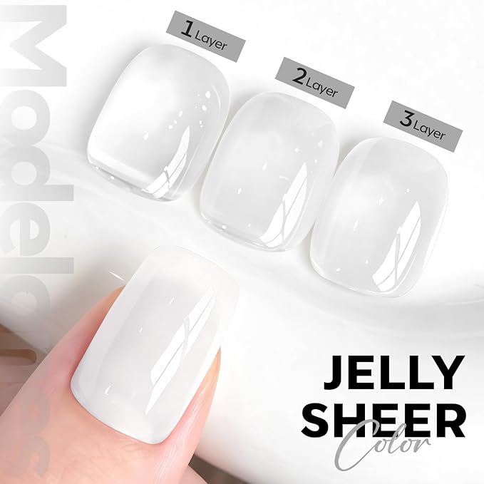 modelones Milky White Gel Nail Polish Nail Polish Natural Color Translucent Jelly Soak Off LED Clear Coat Soap Nails Art White French Gel Polish15 ML