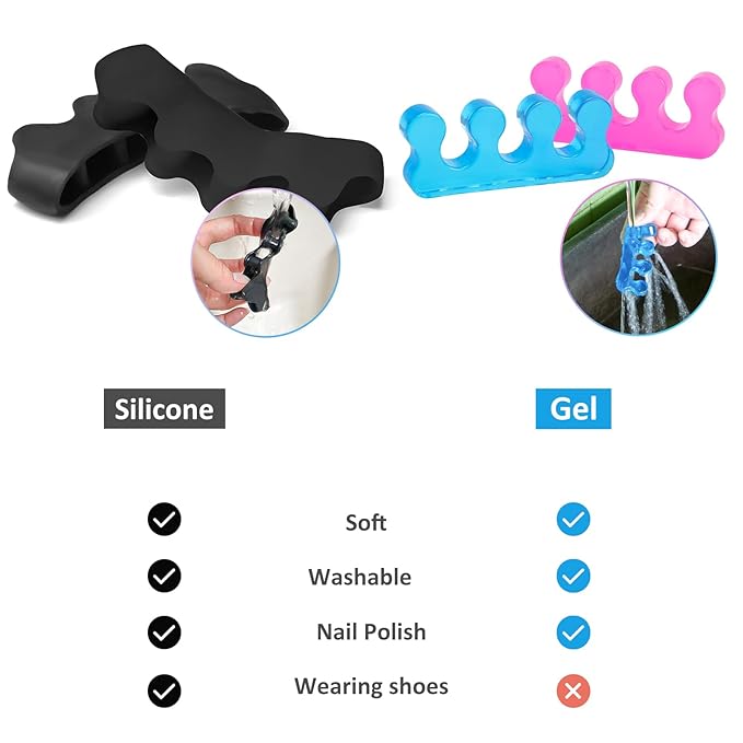 SUNFATT Toe Separators for Women ang Men,Toe Spacers for Women,Relieves Overlapping Toes,Bunions Corrector and Hammer Toe Pain,Gel Toe Spreader Separates and Relaxes Toes.2 Pcs