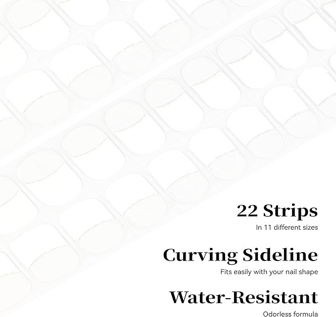 Semi Cured Gel Nail Strips White French Tips Nail Strips with UV/LED Required Long Lasting Gel Nail Stickers Includes 22 Strips 2 Prep Pads, Nail File & Wooden Stick