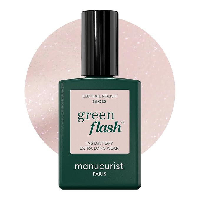 Manucurist Green Flash Gel Polish - Gloss (Iridescent White) - UV & LED Gel Nail Polish - 12-Free, Bio-Sourced (84%) - Professional Manicure - 15 ml