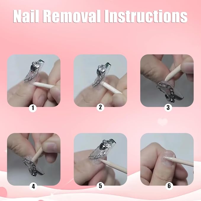 10 Pcs Valentines Day Handmade Medium Duck Press on Nails Flower Butterfly Candy Pattern Spring Fake Nails Cute Romantic False Nail for Women