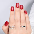 Red Cat Eye Press On Nails - Short Square Press on Nails Crimson Nails Press Ons for Women Glossy Fake Nails Kit with Glue, DIY Glue on Nails Short in 15 Sizes - 30pcs, Velvet Red