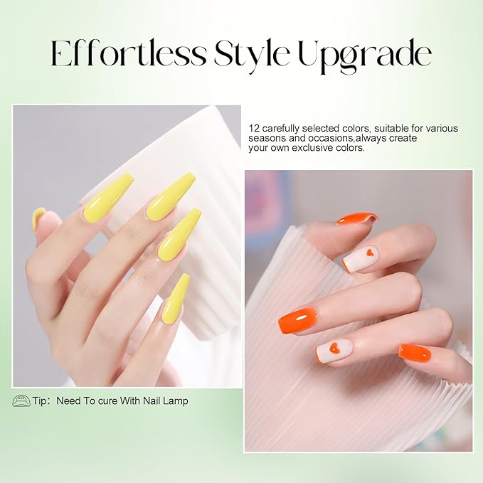 ADHERE 12 Colors Gel Nail Polish Set,12 ML Candy Colors UV Gel Polish Gel Nail Kit, Nude Pink Green Blue Purple Yellow Gel Nail Gifts for Women Girl DIY Salon Home Manicure