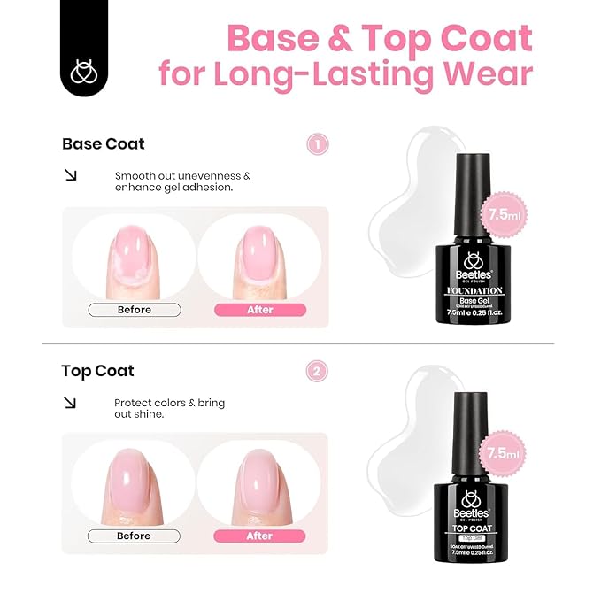 Beetles Builder Gel Set HEMA Free-Bare Mist 4 Color 7 in 1 Nail Thickening Strengthening Building Apex with Base & Top Coat for Beginner DIY Salon at Home,Jelly Builder Nail Gel,UV & LED Lamp Cured