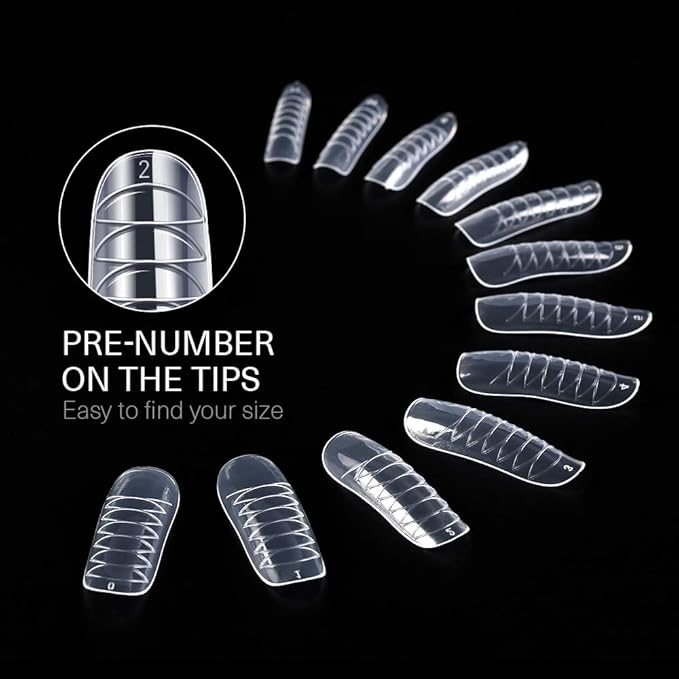 MODELONES Poly Extension Gel Dual Nail Form 120pcs Coffin Nails Clear Ballerina Nail Tips Full Cover