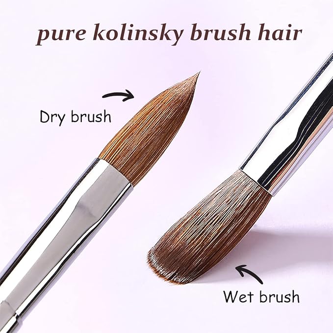 Acrylic Nail Brushes,100% Kolinsky Acrylic Nail Brush, Size 6 Nail Brush for Acrylic Application Round Oval Shaped, Nail Art Brushes for Acrylic Application Nail Extension Professional Nail Art Brush