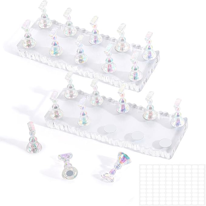 acDesign 2Pcs Nail Stand for Press Ons Magnetic Acrylic Nail Stand With 100Pcs Reusable Putty， Crystal Holders Nail Stands for Nail Art Practice