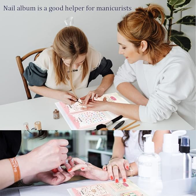 2 Pack(160 Slots) Nail Art Sticker Storage Book Collecting Album, Empty Storage Holder and 80 Pcs Label Sticker, Easy Photo Album Semi-Permanent Tattoo Tools