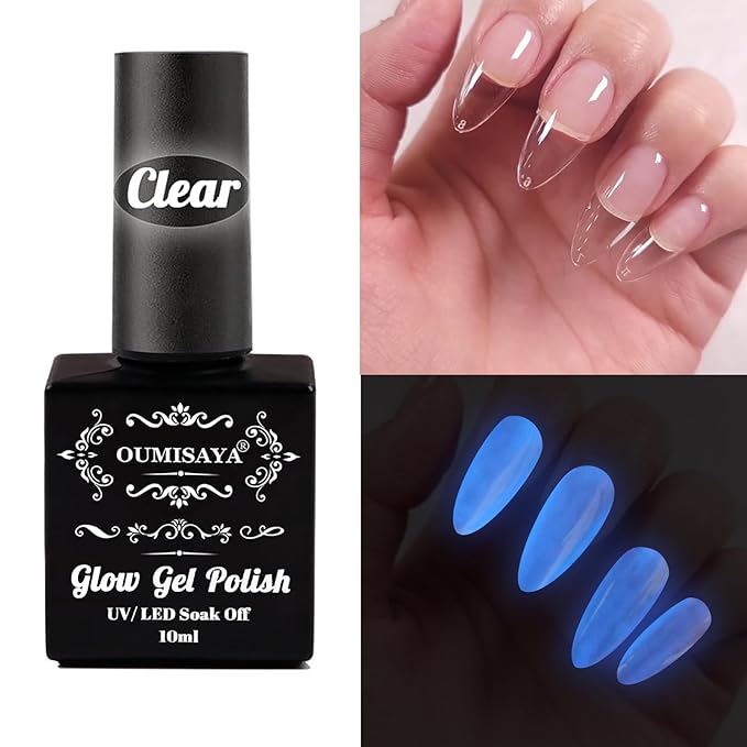 Glow in the dark Clear Gel Nail Polish 10ML Semi-Clear Jelly gel polish Glow Blue Color for nail art design (GP66cCB)