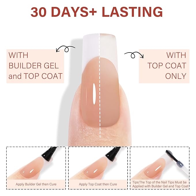 AILLSA French Gel Nail Tips, 180 Pcs Brown French Tip Press On Nail Long Square, Pre-Applied Primer & Base Coat No Need File, Soft Nail Tips Square, Fake Nails with Designs DIY for Women Gift 15 Sizes