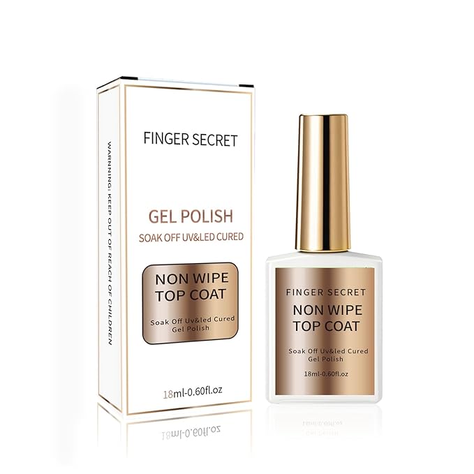 18ml/0.60floz Golden Shiny & Glass-Like No Wipe Gel Top Coat - Quick Dry Clear Nail Polish with High Gloss Finish, Essential Nail Supplies for DIY Salon-Quality Nails at Home.