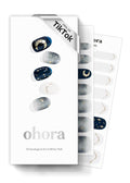 ohora Semi Cured Gel Nail Strips (N Moonlight) - Dark, Patterned, Works with Any UV/LED Lamps, Salon-Quality, Long Lasting, Easy to Apply & Remove - Includes 2 Prep Pads, Nail File & Wooden Stick
