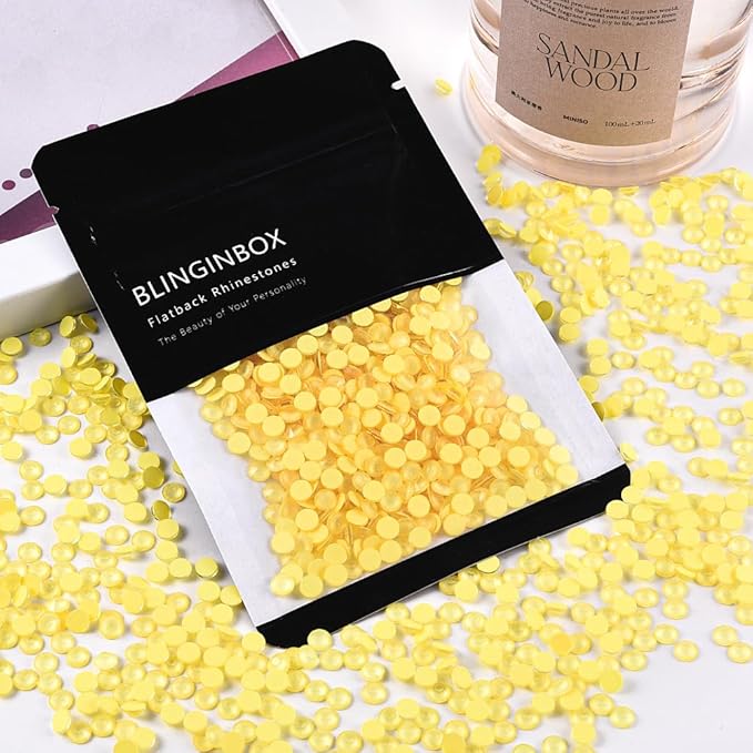 Blinginbox Flatback Rhinestones Round Gems, 1440pcs Luminous Series Glass Stones Neon Gems Non Hotfix Crystal Rhinestones for Nail Charms Crafts Clothes Tumblers,Yellow Neon,SS6.