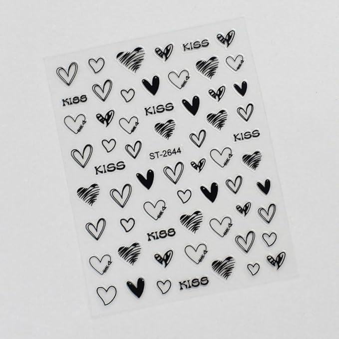 Valentine's Day Nail Stickers fo Nail Art 5D Embossed Hearts Nail Decals 12Sheets