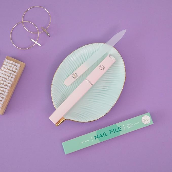 Malva Belle Best Crystal Glass Nail File for Women - File & Travel Case Set - Heavy Duty for Natural Nails, Gel - Professional Nail Shaper – Nail Care Essentials - Pastel Pink 3mm