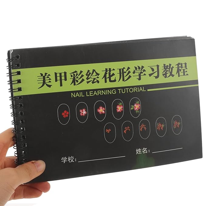 FRCOLOR Nail Art Practice Book Nail Painting Practice Template Nail Design Book Manicure Drawing Exercise Book for Nail Design for Beginners
