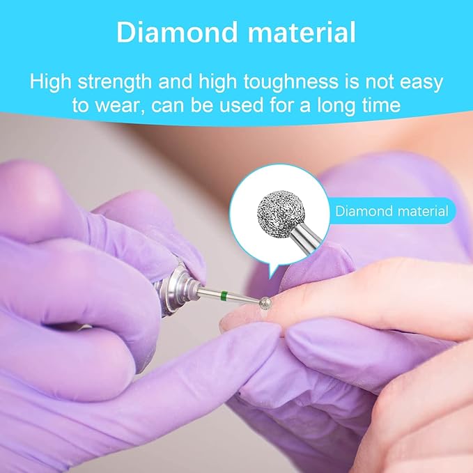 Cuticle Drill Bit,Cuticle Drill Bits for nails 3pcs Diamond Nail Drill Bits for 3/32''Electric Nail File Machine Pedicure Tool