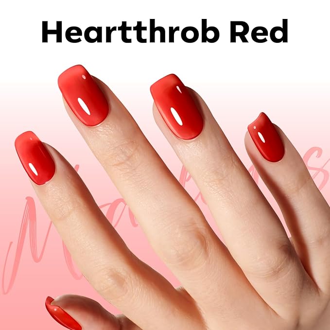 modelones Red Jelly Gel Nail Polish Translucent Gel Polish Red Neutral Sheer Nails Soak Off LED Nail Lamp Manicure Salon Gift 15 ML