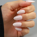 Milky Pink Gel Press On Nails Almond 16 Sizes 32pcs Short Fake Manicure Glossy for Daily Wear, Nail Glue Included (Ivory)