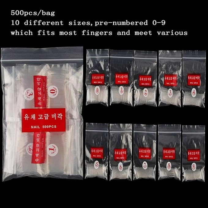 Clear Coffin Acrylic Nails-Fake Nail Coffin Shape Long 500PCS Half Cover Shaped Ballerina Nails Tips,DIY Nail Salon Art 10 Size with Bag