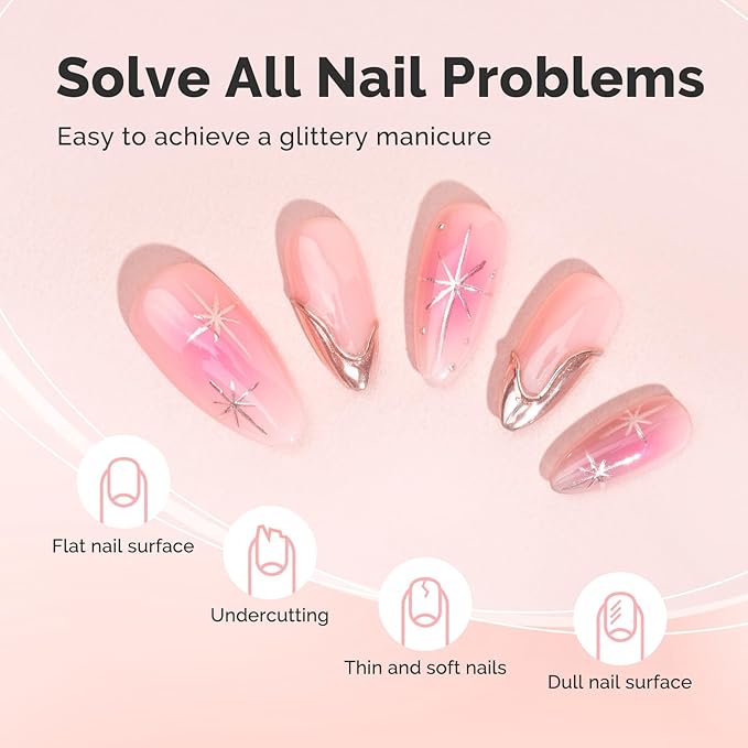 MelodySusie Nude Pink Builder Nail Base Gel for Nails Thickening, Soak Off UV Extension Gel, Rhinestone Nail Glue for Nail Art Design Salon DIY Manicure at Home Gift for Women-012