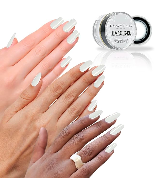 Legacy Nails Hard Builder Gel - Sculpt And Build Nail Extensions - Improve Damaged or Weak Nails - Lightweight, Strong and Long-wear - Professional Quality (White)
